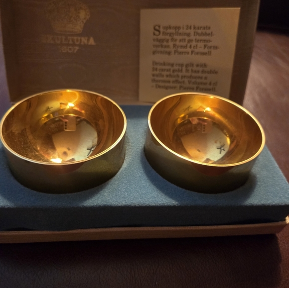 SKULTANA MASSING SWEDEN Drinking cup gilt with 24 karat gold by Pierre Forssell - Picture 5 of 7